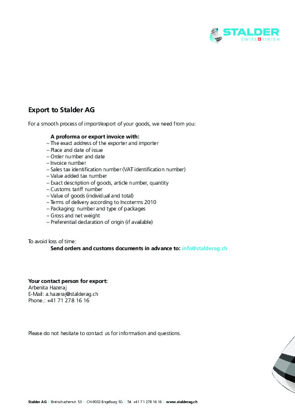 Export Stalder AG EN