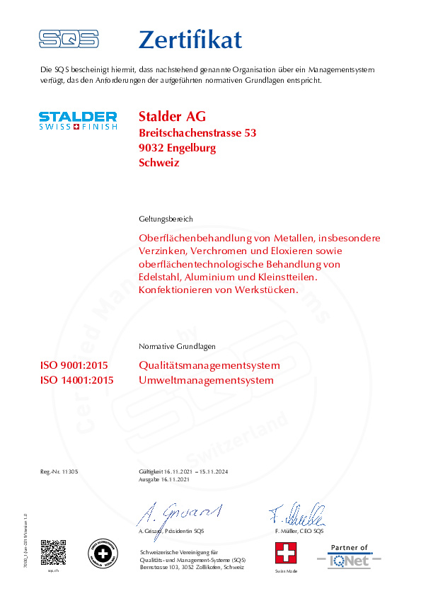 ISO Zertifikat 11305
