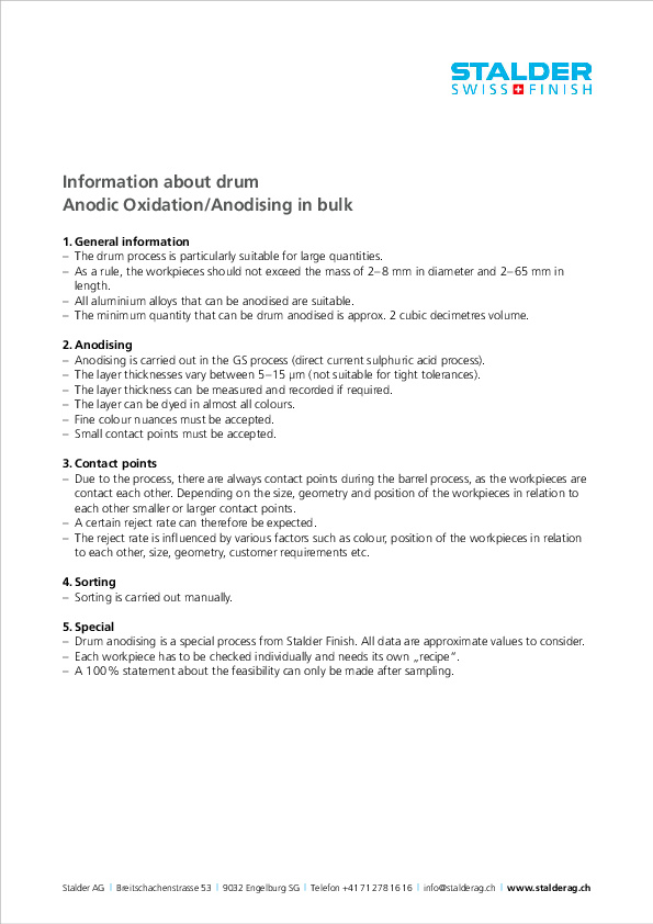 Information Anodisieren Stalder AG EN